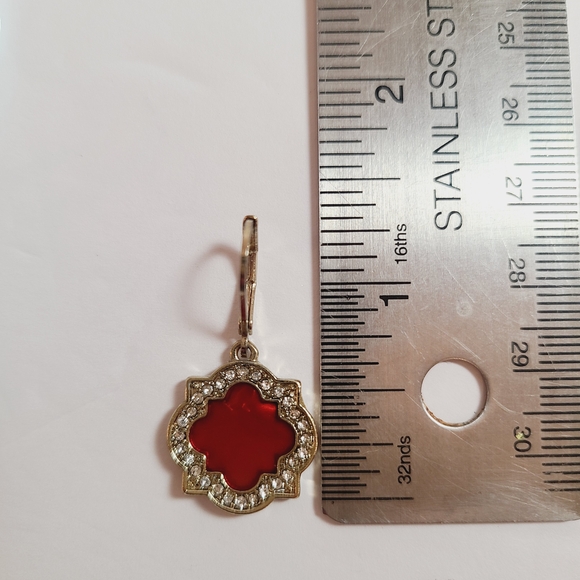 Elegant Red and Gold Earrings - Picture 6 of 6